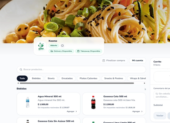 Vista escritorio tienda online